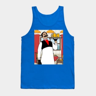 Retro Waiter Bartender With Drinks Tank Top